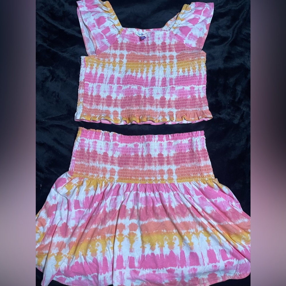 Colorful Tie-Dye Two-Piece Kids/Tweens Dress Set